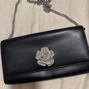 Black Michael Kors rhinestone chain clutch